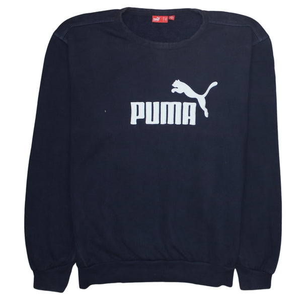 Puma 90's Spellout Crew Neck Sweatshirt Large Navy Blue