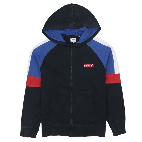 Levi's 90's Black Full Zip Up Hoodie with Drawstring Pockets - Small Size