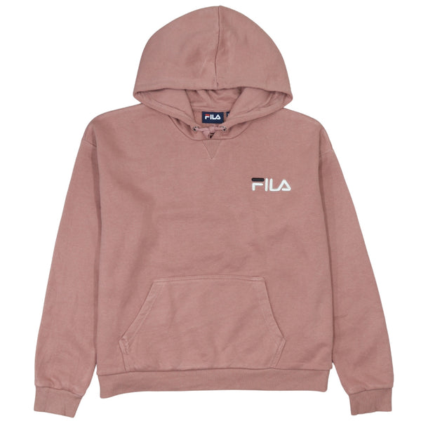 Fila Pink 90's Vintage Hoodie Medium - Drawstring Pockets Pullover