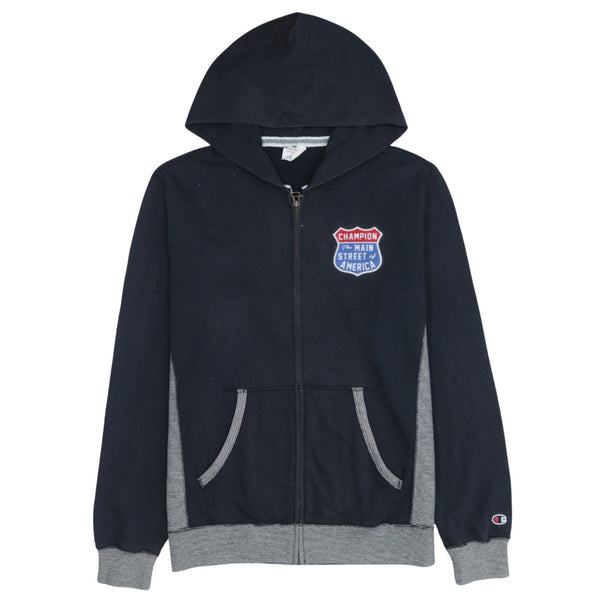 Champion 90's Vintage Lightweight Full Zip Hoodie Large Black