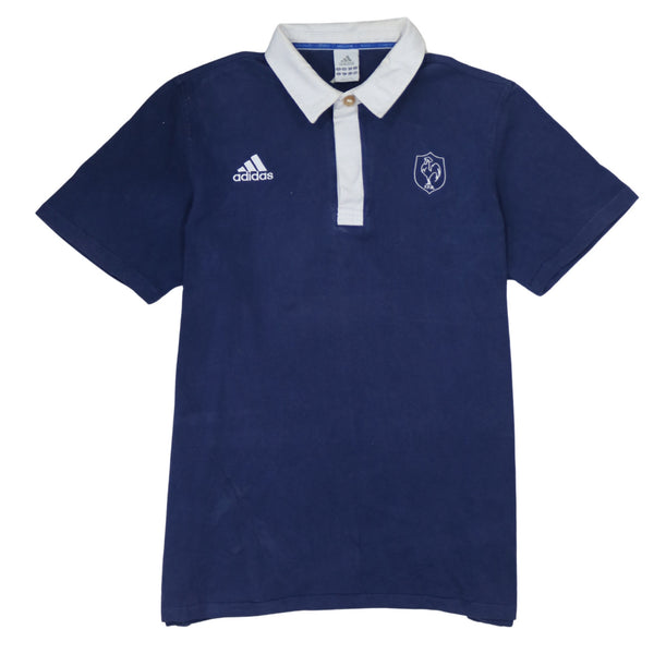 Adidas 90's Short Sleeves Quarter Button Polo Shirt Large Navy Blue