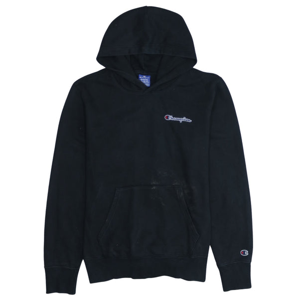 Vintage Champion 90's Black Medium Men's Pullover Hoodie with Drawstring & Pockets