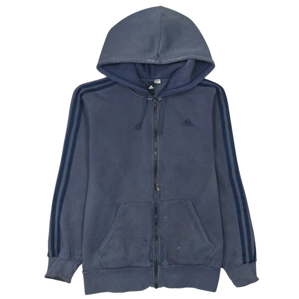 Adidas 90's Striped Sleeve Full Zip Up Hoodie Medium  Navy Blue