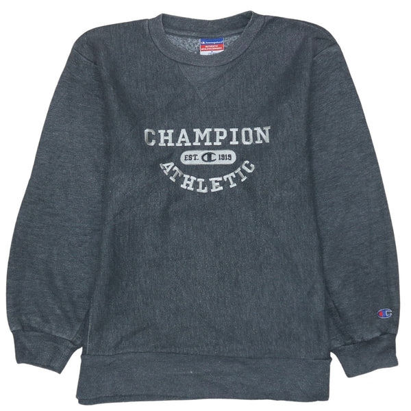 Vintage 90s Champion Spellout Crewneck Sweatshirt Women's M Grey