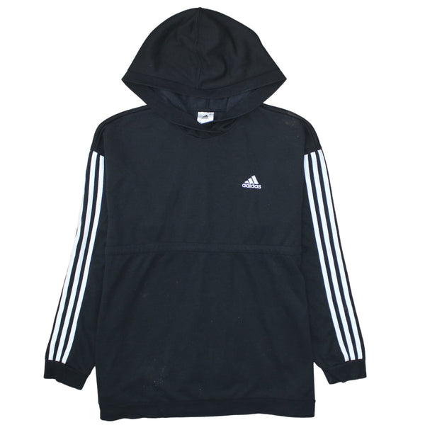 Adidas 90's Striped Sleeve Pullover Hoodie Medium Black