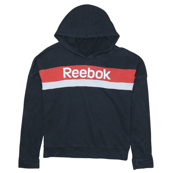 Reebok 90's Black Spellout Pullover Hoodie | Vintage Medium