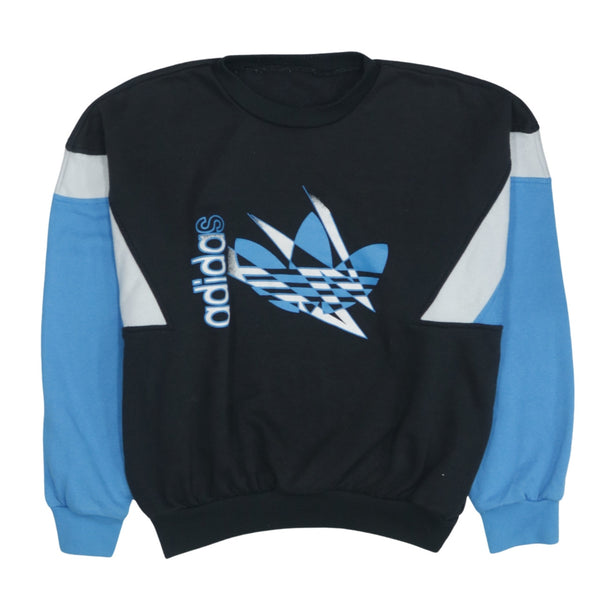 Adidas Vintage 90's Crew Neck Spellout Sweatshirt Small Black