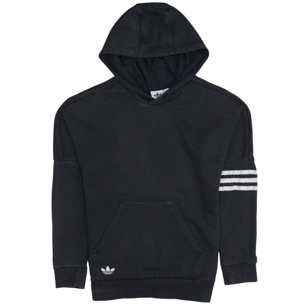 Adidas 90's Drawstring Pockets Pullover Hoodie Medium Black