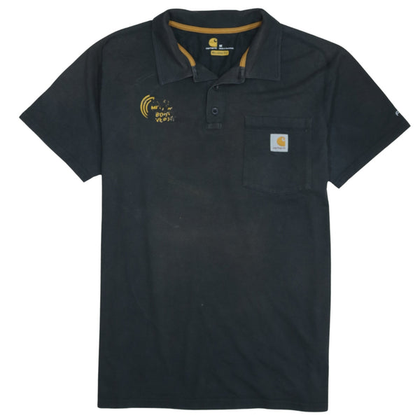 Carhartt 90's Short Sleeves Quarter Button Polo Shirt Medium Black