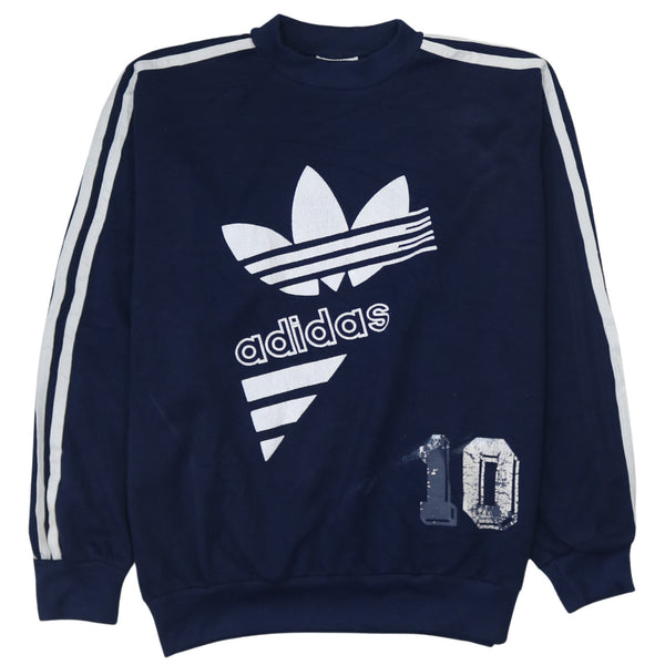 Adidas Vintage 90's Navy Blue Spellout Crew Neck Sweatshirt Medium