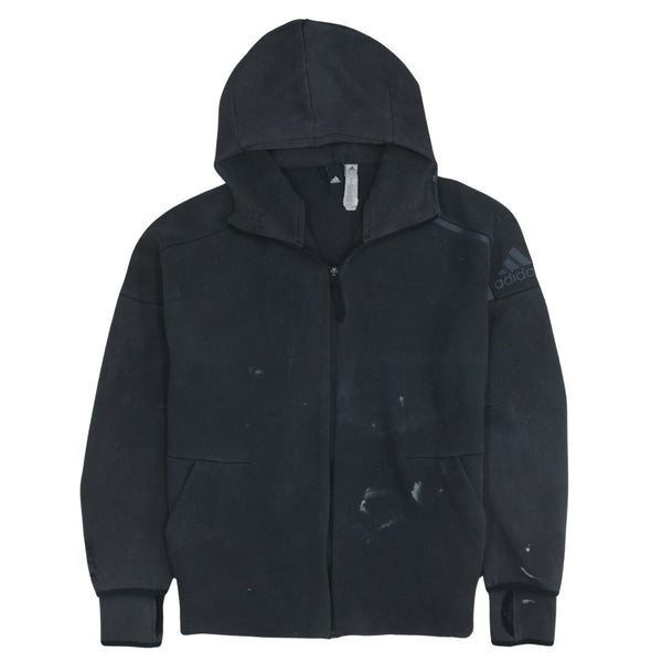 Adidas 90's Vintage Sportswear Full Zip Black Hoodie L Stained