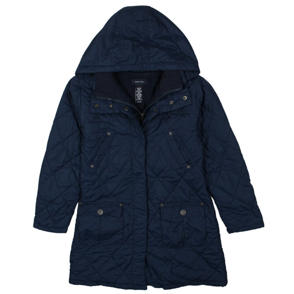 Vintage Nautica 90's Navy Blue Hooded Puffer Jacket Women's Large