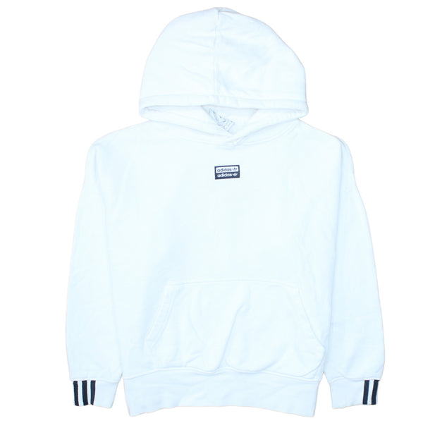 Adidas 90's 3 Stripes Cuffs Pullover Hoodie XLarge  White