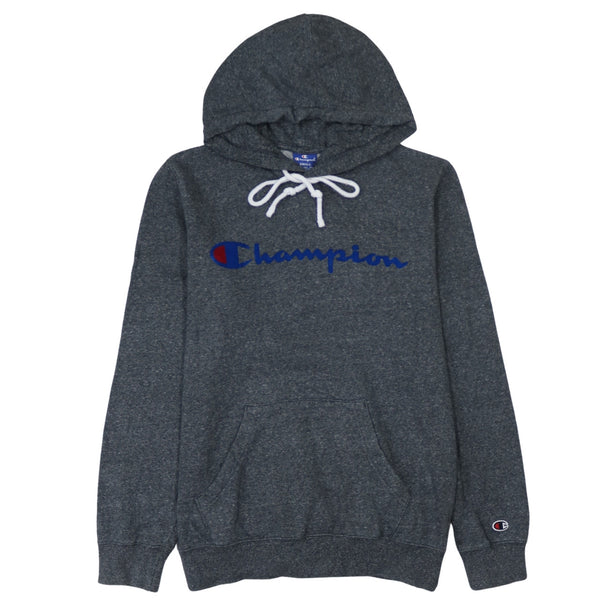 Champion 90's Spellout Pullover Hoodie Small Grey