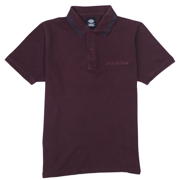 Dickies 90's Short Sleeves Quarter Button T Shirt Medium Burgundy Red