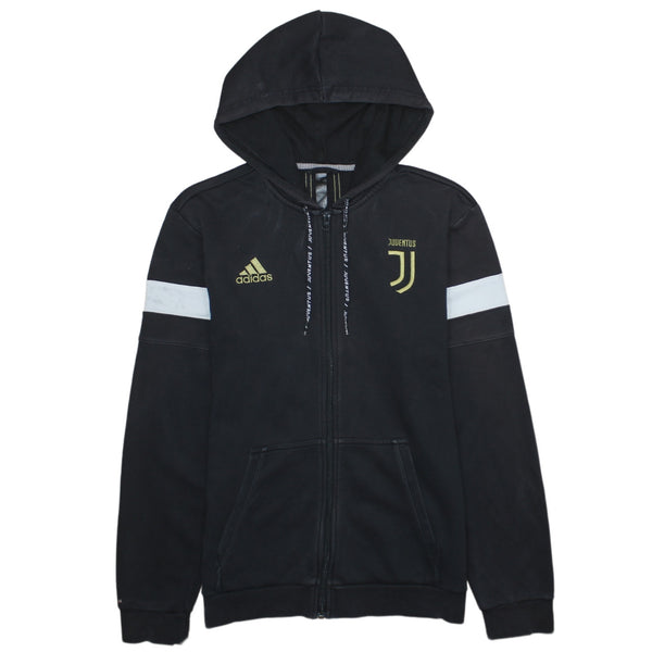 Adidas Vintage 90's Black Full Zip Hoodie with Drawstring Pockets - Men's Medium