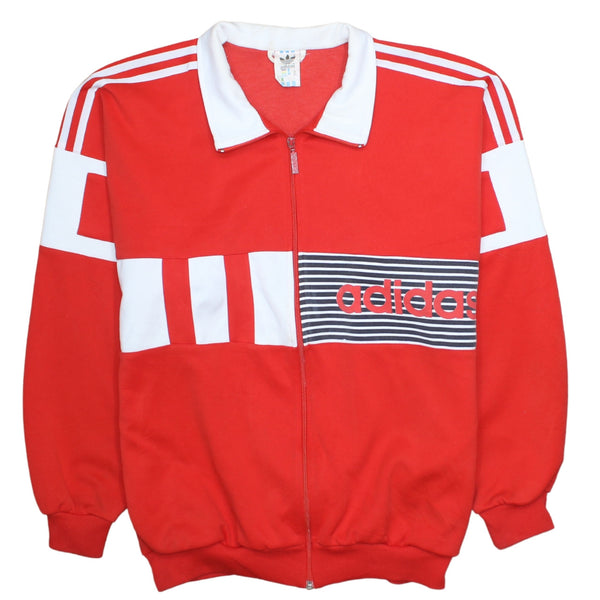 Adidas 90's Vintage Red Lightweight Zip-Up Sweatshirt, Men's M