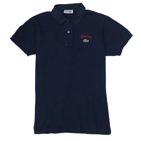 Lacoste 90's Short Sleeves Quarter Button Polo Shirt Medium  Navy Blue