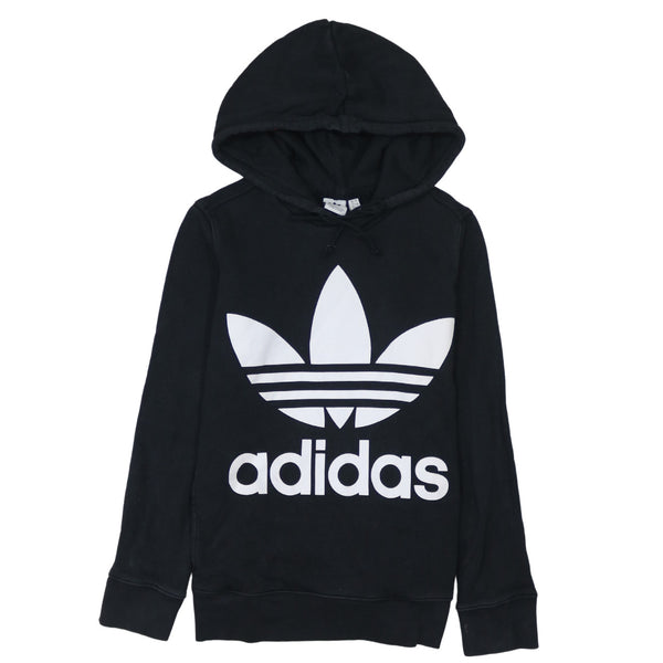 Adidas 90's Vintage Black Spellout Pullover Hoodie Medium Sweater