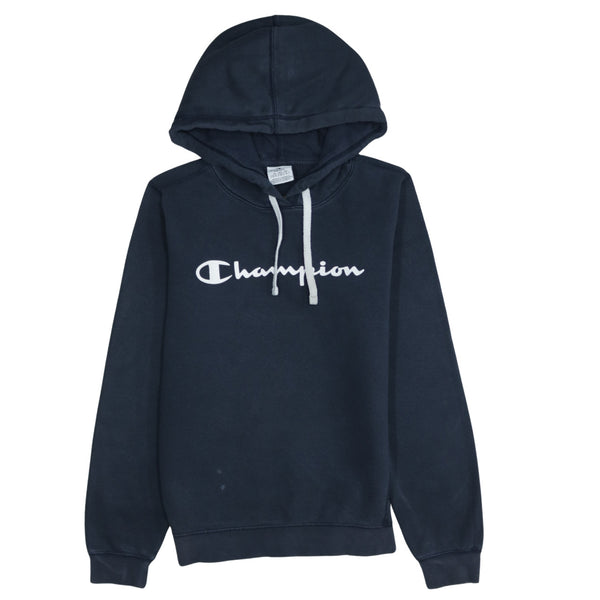 Vintage Champion 90's Navy Blue Spellout Hoodie Pullover Women's S