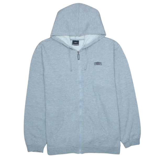 Vintage 90's Umbro Grey Full Zip Hoodie XLarge with Drawstring Pockets
