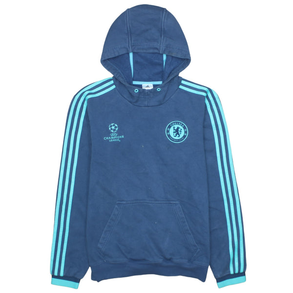 Adidas Striped Sleeve Pullover 90's Hoodie Small Navy Blue Cotton