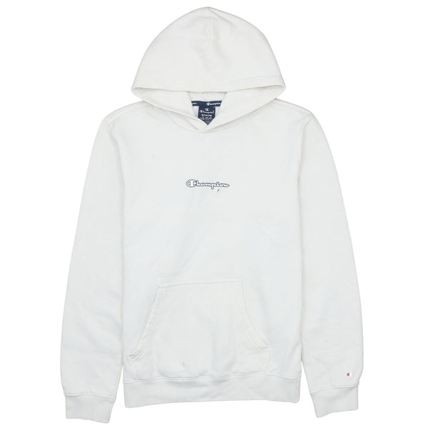 Champion Vintage 90's Beige Cream Pullover Hoodie Medium, Drawstring Pockets