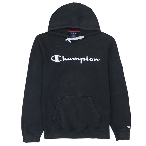 Champion 90's Spellout Pullover Hoodie Medium Black
