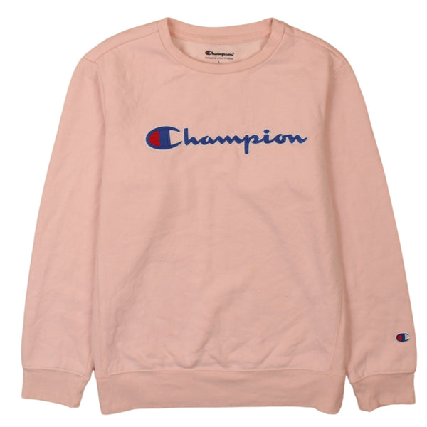 Champion 90's Pink Spellout Crew Neck Sweatshirt Large Vintage