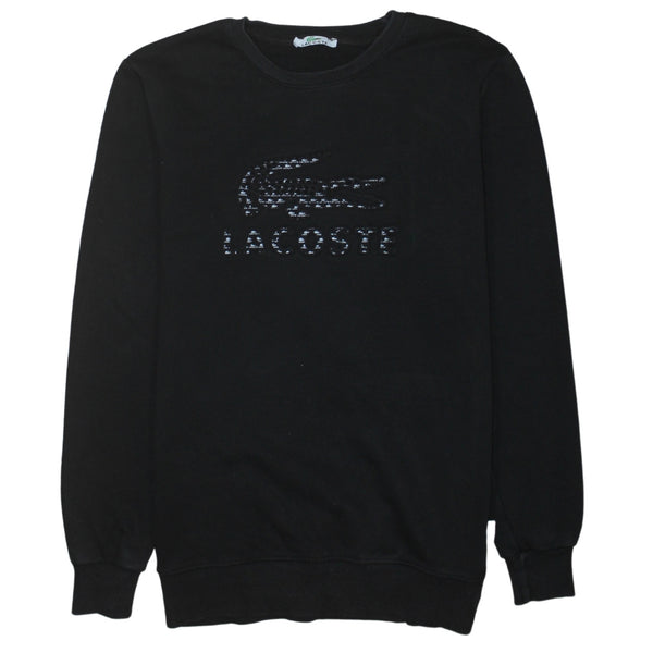 Lacoste 90's Spellout Crew Neck Sweatshirt Small Black