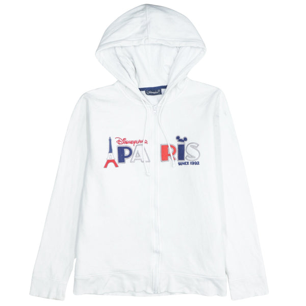 Vintage Disney 90's Mickey Mouse Zip Hoodie XL White Cotton Women's