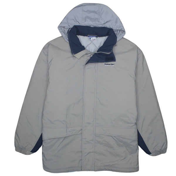 Reebok 90's Hooded Full Zip Up Windbreaker Large Beige Cream