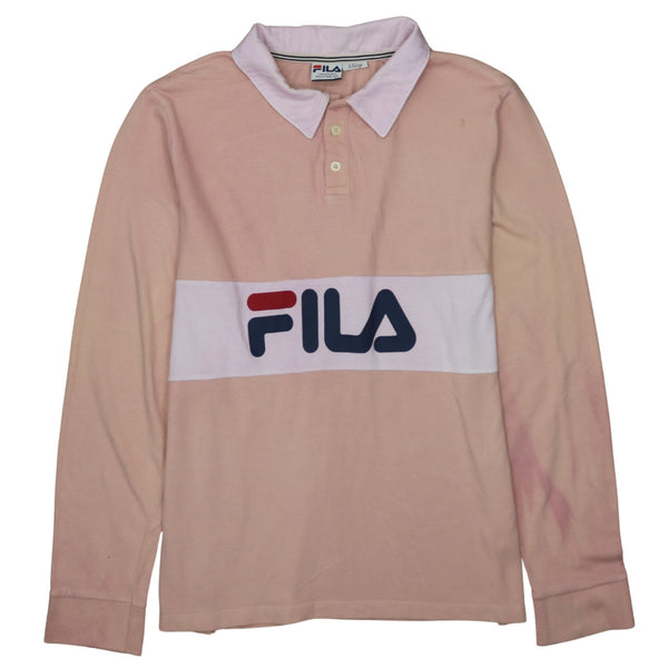 Fila 90's Spellout Quarter Button Polo Shirt XXLarge (2XL) Pink