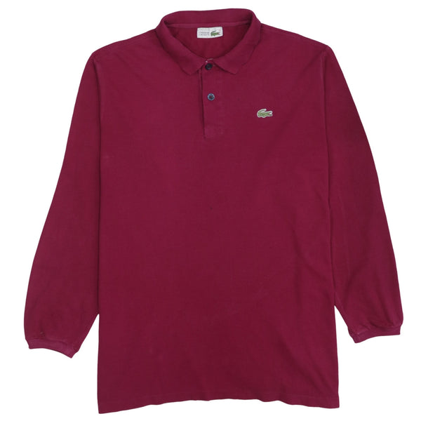 Lacoste 90's Long Sleeve Quarter Button Polo Shirt Large  Red