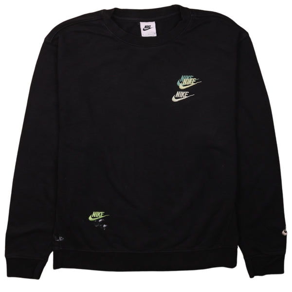 90's Nike Swoosh Crew Neck Sweatshirt Small Black Vintage Look