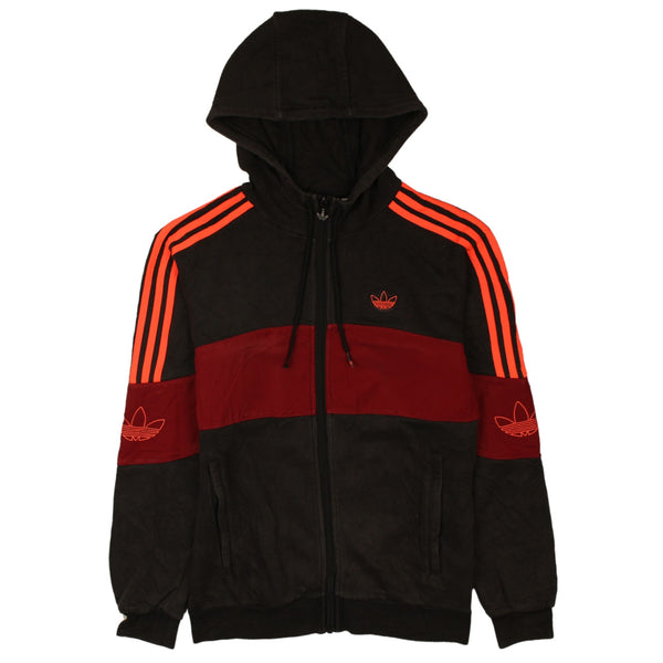 Adidas 90's Striped Sleeves Full Zip Up Hoodie XSmall Black