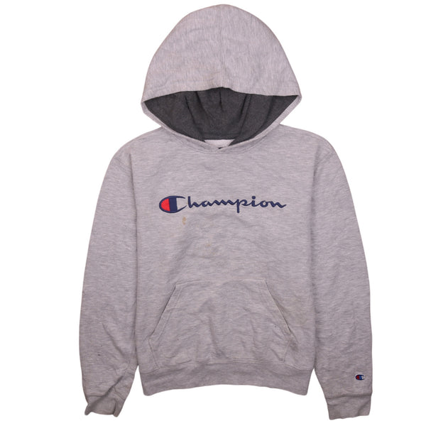 Champion 90's Vintage Grey Spellout Women's XLarge Hoodie Pullover