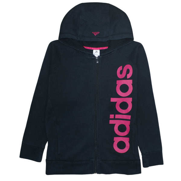 Adidas 90's Spellout Full Zip Up Hoodie Large Black