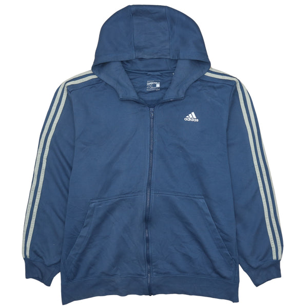 Adidas 90's Blue Striped Sleeve Full Zip Hoodie XXLarge (2XL)
