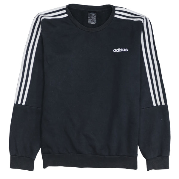 Adidas 90's Striped Sleeve Crew Neck Sweatshirt Large Black
