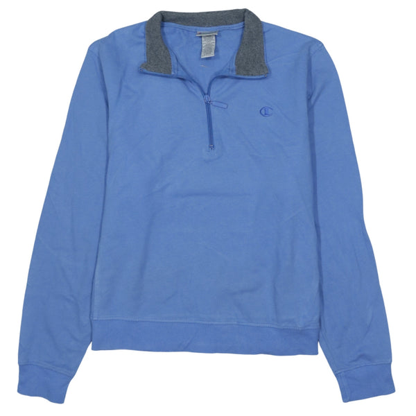 Champion 90's Vintage Women's Large Blue Quarter Zip Sweatshirt Top