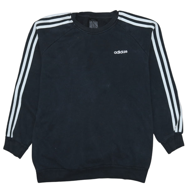 Adidas Vintage 90's Black Striped Sleeve Crew Neck Sweatshirt S