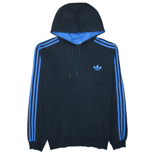 Adidas 90's Striped Sleeve Pullover Hoodie Large Black