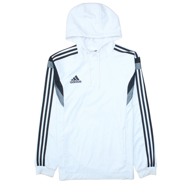 Adidas 90's Striped Sleeve Pullover Hoodie Medium White