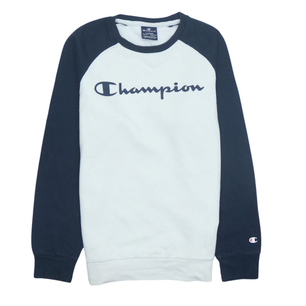 Vintage Champion 90s Spellout Crew Neck Sweatshirt Large White Cotton