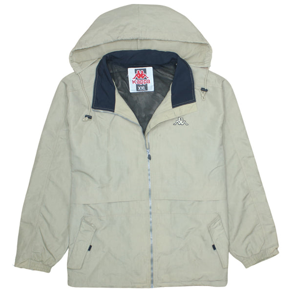Vintage Kappa 90's Khaki Green Hooded Windbreaker Jacket XXLarge 2XL