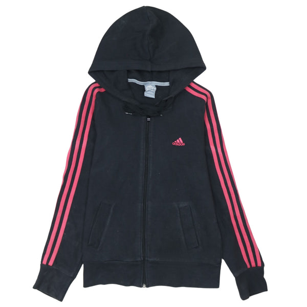 Adidas 90's Striped Sleeve Full Zip Up Hoodie Medium  Black