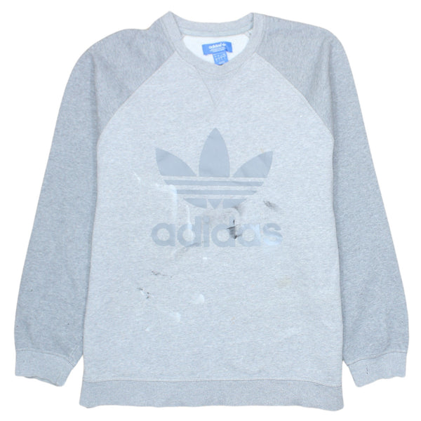 Adidas 90's Vintage Grey Spellout Crew Neck Sweatshirt - Men's Large
