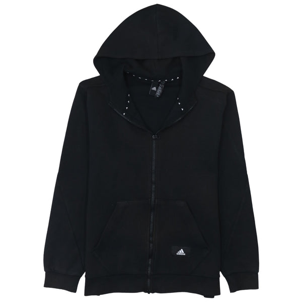 Adidas 90's Drawstring Pockets Full Zip Up Hoodie Medium Black