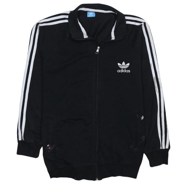Adidas 90's Striped Sleeve Full Zip Up Sweatshirt Small  Black